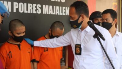 Satuan Reskrim Polres Majalengka meringkus 3 anggota geng motor pelaku pengeroyokan. Senin (21/6/21).